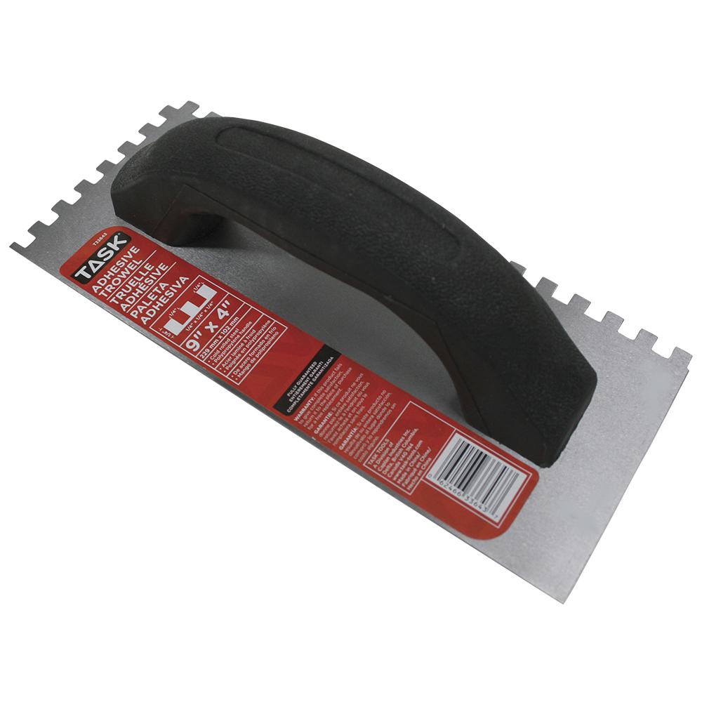 9&#34; x 4&#34; (1/4&#34; x 1/4&#34; x 1/4&#34;) Square Notch Adhesive Trowel<span class=' ItemWarning' style='display:block;'>Item is usually in stock, but we&#39;ll be in touch if there&#39;s a problem<br /></span>