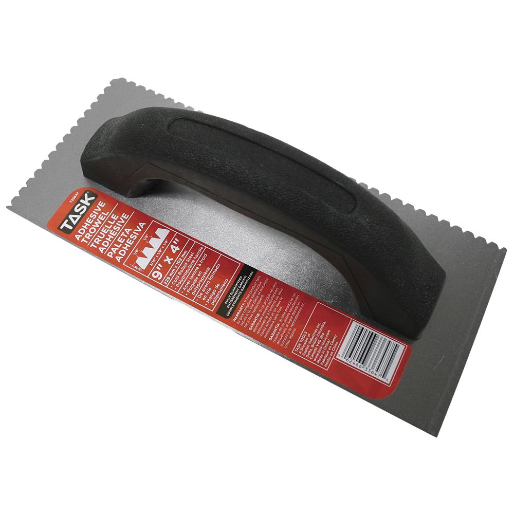 9&#34; x 4&#34; (3/16&#34; x 1/8&#34; x 1/8&#34;) V-Notch Adhesive Trowel<span class=' ItemWarning' style='display:block;'>Item is usually in stock, but we&#39;ll be in touch if there&#39;s a problem<br /></span>