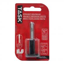 Task Tools T24113 - Straight 2-Flute 1/2" x 1" Carbide Ht. 1/4" Shank Router Bit