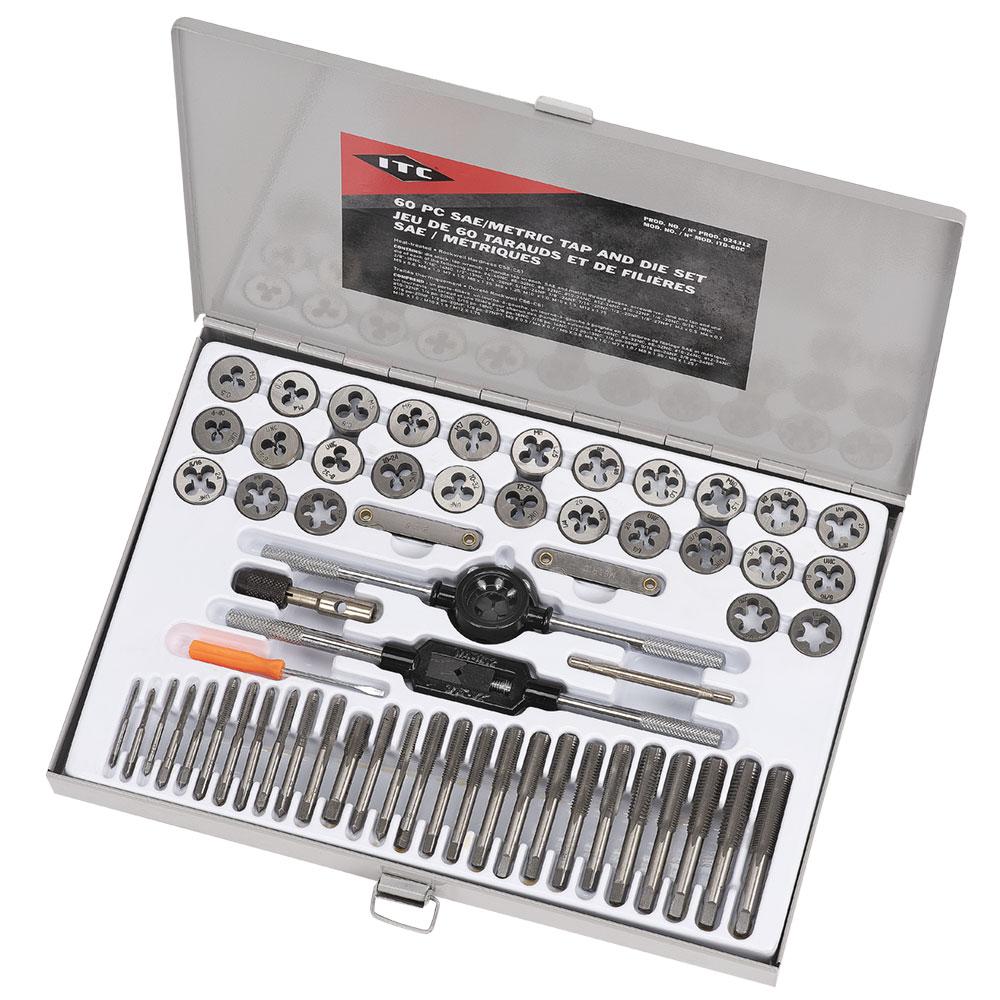 60-Piece SAE/Metric Alloy Tap and Die Set<span class=' ItemWarning' style='display:block;'>Item is usually in stock, but we&#39;ll be in touch if there&#39;s a problem<br /></span>