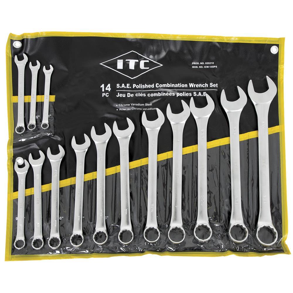 14 PC SAE Polished Combination Wrench Set<span class=' ItemWarning' style='display:block;'>Item is usually in stock, but we&#39;ll be in touch if there&#39;s a problem<br /></span>