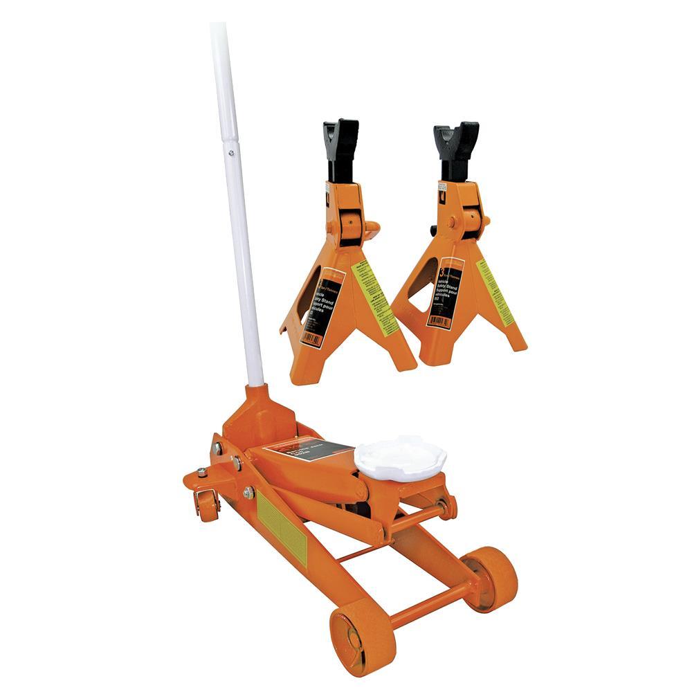 2-1/2 ton Service Jack plus 3 ton Vehicle Stands<span class=' ItemWarning' style='display:block;'>Item is usually in stock, but we&#39;ll be in touch if there&#39;s a problem<br /></span>