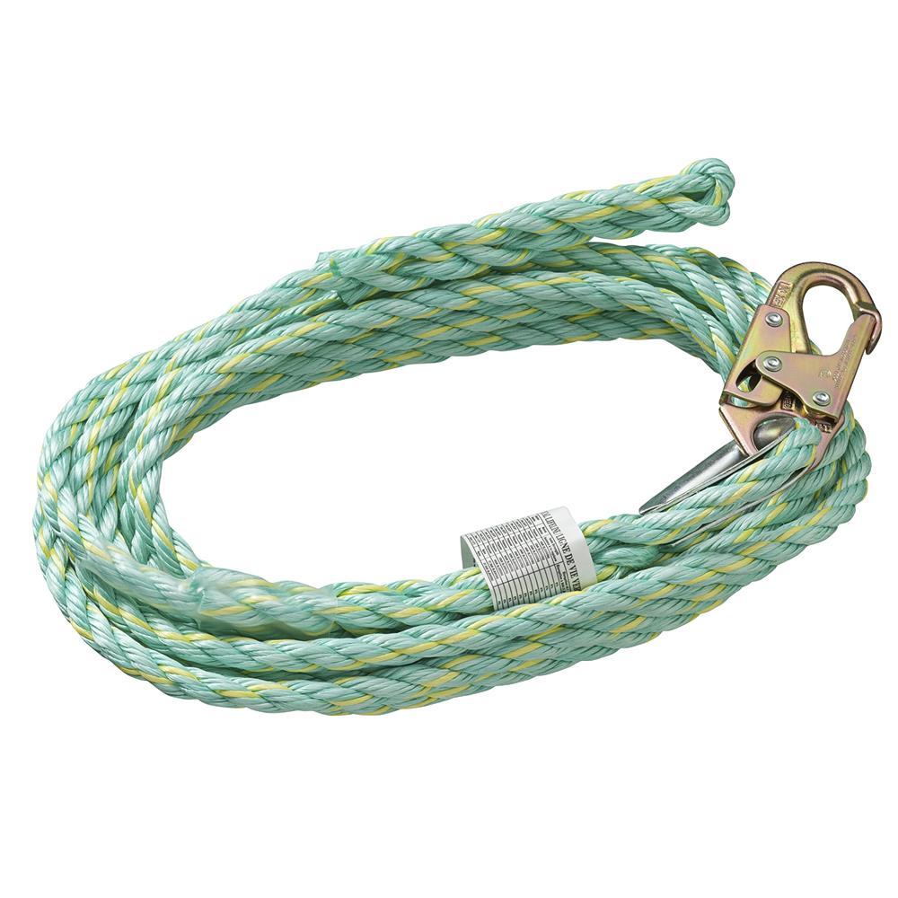 Vertical Lifeline - Premium Extruded Co- Anchor End Snap Hook/Trailing End Back Splice - 50 &#39;<span class=' ItemWarning' style='display:block;'>Item is usually in stock, but we&#39;ll be in touch if there&#39;s a problem<br /></span>