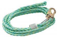 Peakworks V84014025 - Vertical Lifelines - Premium Extruded Co-Polymer Fibre - Anchor End Snap Hook/Trailing End Back Spli