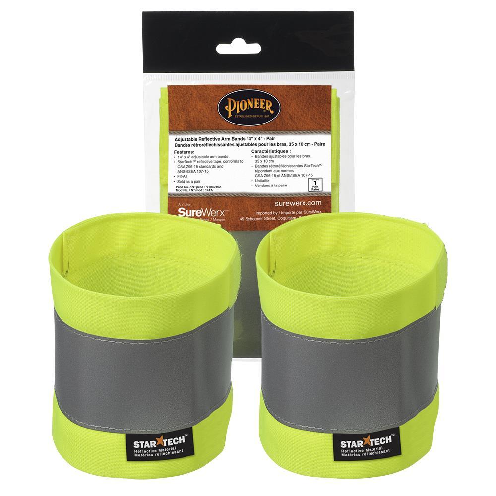 Hi-Viz Yellow/Green Adjustable Reflective Arm Bands 14&#34; x 4&#34; - pair - O/S<span class=' ItemWarning' style='display:block;'>Item is usually in stock, but we&#39;ll be in touch if there&#39;s a problem<br /></span>