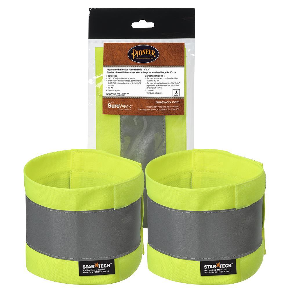 Hi-Viz Yellow/Green Adjustable Reflective Ankle Bands 18&#34; x 4&#34; - pair - O/S<span class=' ItemWarning' style='display:block;'>Item is usually in stock, but we&#39;ll be in touch if there&#39;s a problem<br /></span>