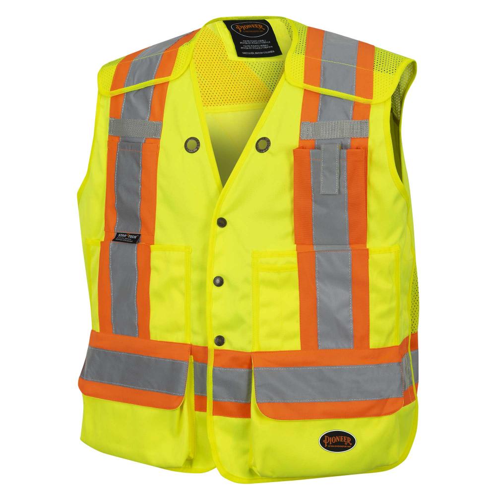 Hi-Viz Yellow/Green Drop Shoulder Tear-Away Surveyor&#39;s Safety Vest -S<span class=' ItemWarning' style='display:block;'>Item is usually in stock, but we&#39;ll be in touch if there&#39;s a problem<br /></span>