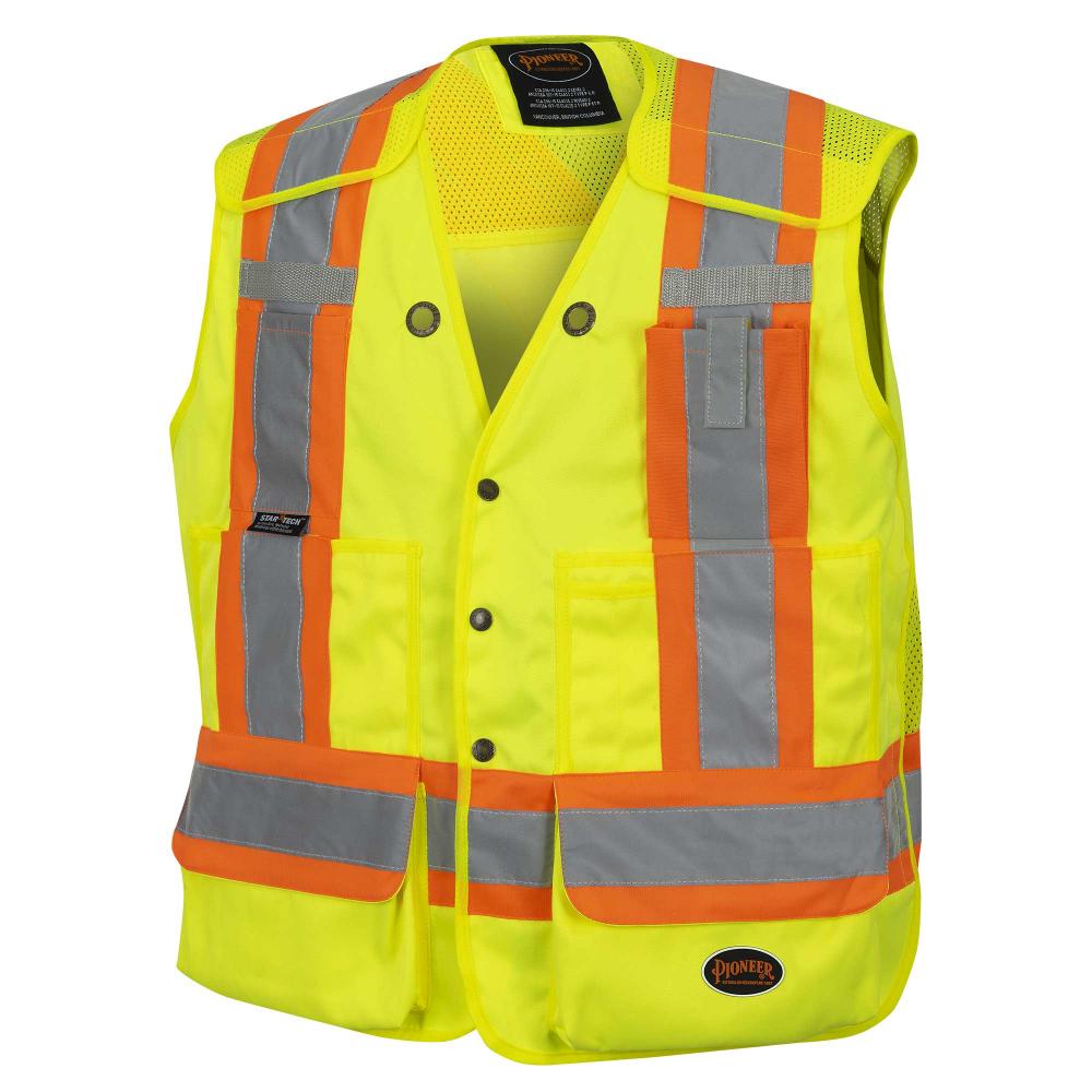 Hi-Viz Yellow/Green Drop Shoulder Tear-Away Surveyor&#39;s Safety Vest -S<span class='Notice ItemWarning' style='display:block;'>Item has been discontinued<br /></span>