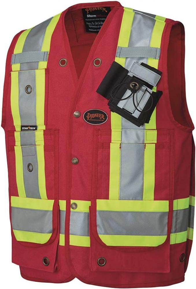 CSA Surveyor&#39;s/Supervisor&#39;s Vest - Cotton Duck - Red - L<span class=' ItemWarning' style='display:block;'>Item is usually in stock, but we&#39;ll be in touch if there&#39;s a problem<br /></span>