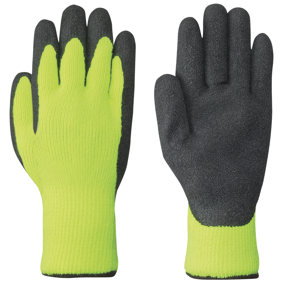 Hi-Viz Yellow/Green Double Nitrile Seamless Knit Winter Grip Glove 