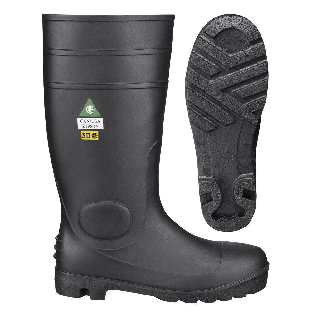 Black PVC Steel Toe/Plate Boot - 13<span class=' ItemWarning' style='display:block;'>Item is usually in stock, but we&#39;ll be in touch if there&#39;s a problem<br /></span>