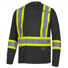 Pioneer V1051270-3XL - Hi-Viz Bird's-Eye Long-Sleeved Safety Shirt - Black - 3XL