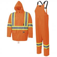 Pioneer V1080350-L - Hi-Viz Rainsuit - 150D Oxford Polyester/PU - Hi-Viz Orange - L