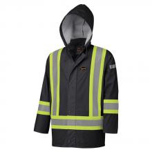 Pioneer V3520170-L - Black Hi-Viz Flame Resistant PU Stretch Waterproof Jacket - L