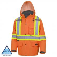 Pioneer V1150150-4XL - Hi-Viz Orange 100% Waterproof Winter Quilted Safety Parka - 4XL