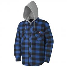 Pioneer V3080393-3XL - Quilted Polar Fleece Hooded Shirt – Royal/Black Plaid – 3XL