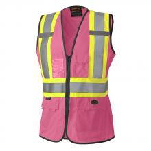 Pioneer V1021840-L - Women's Safety Vest - Tricot Poly Interlock - Pink - L