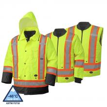 Pioneer V1120161-L - Hi-Viz Yellow/Green 100% Waterproof 7-in-1 Parka - L