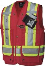 Pioneer V1010610-L - CSA Surveyor's/Supervisor's Vest - Cotton Duck - Red - L