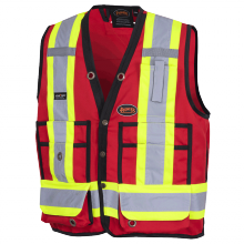 Pioneer V1010130-M - Hi-Viz Surveyor's Safety Vest - Red - M