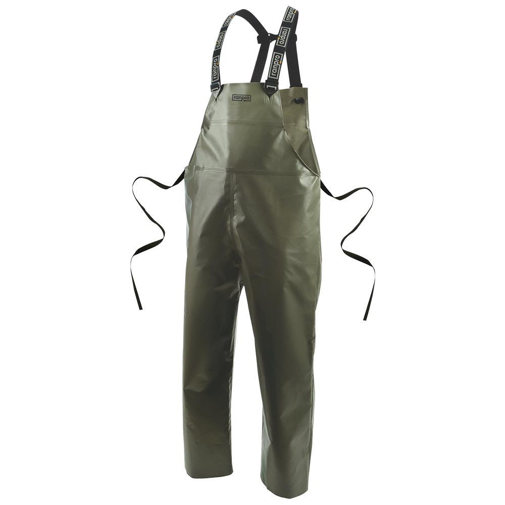 Canadian Waterproof Rain Bib Pants - PVC Coated Polyester - Olive - M<span class=' ItemWarning' style='display:block;'>Item is usually in stock, but we&#39;ll be in touch if there&#39;s a problem<br /></span>