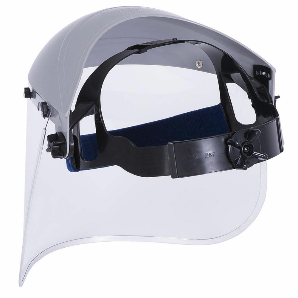 Single Crown Face Shield with Window and Ratcheting Headgear<span class='Notice ItemWarning' style='display:block;'>Item has been discontinued<br /></span>