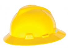 MSA Safety 475366 - V-Gard Slotted Full-Brim Hat, Yellow, w/Fas-Trac III Suspension