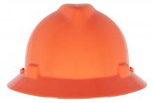 MSA Safety 10021292 - V-Gard Slotted Full-Brim Hat, Hi-Viz Orange, w/Fas-Trac III Suspension
